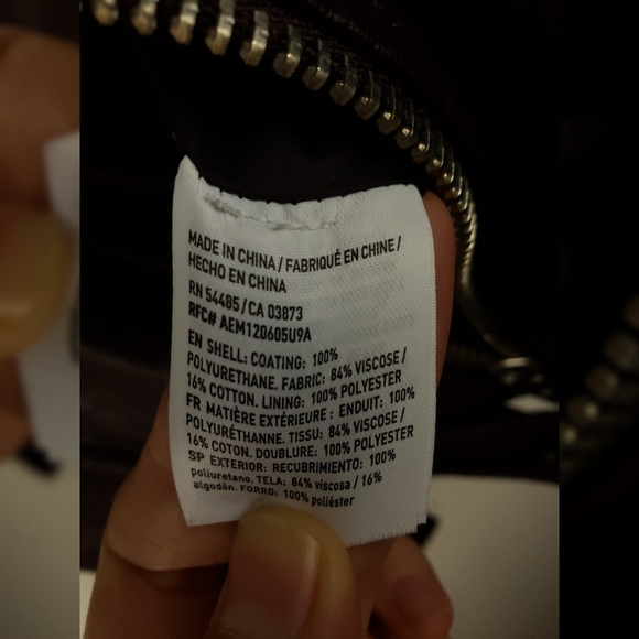 American Eagle Moto Zip Front Jacket Small Maroon - Picture 8 of 9